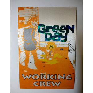 Green Day Backstage Pass Fabric Cloth 1994 Dookie Tour Reflective Logo Punk Rock